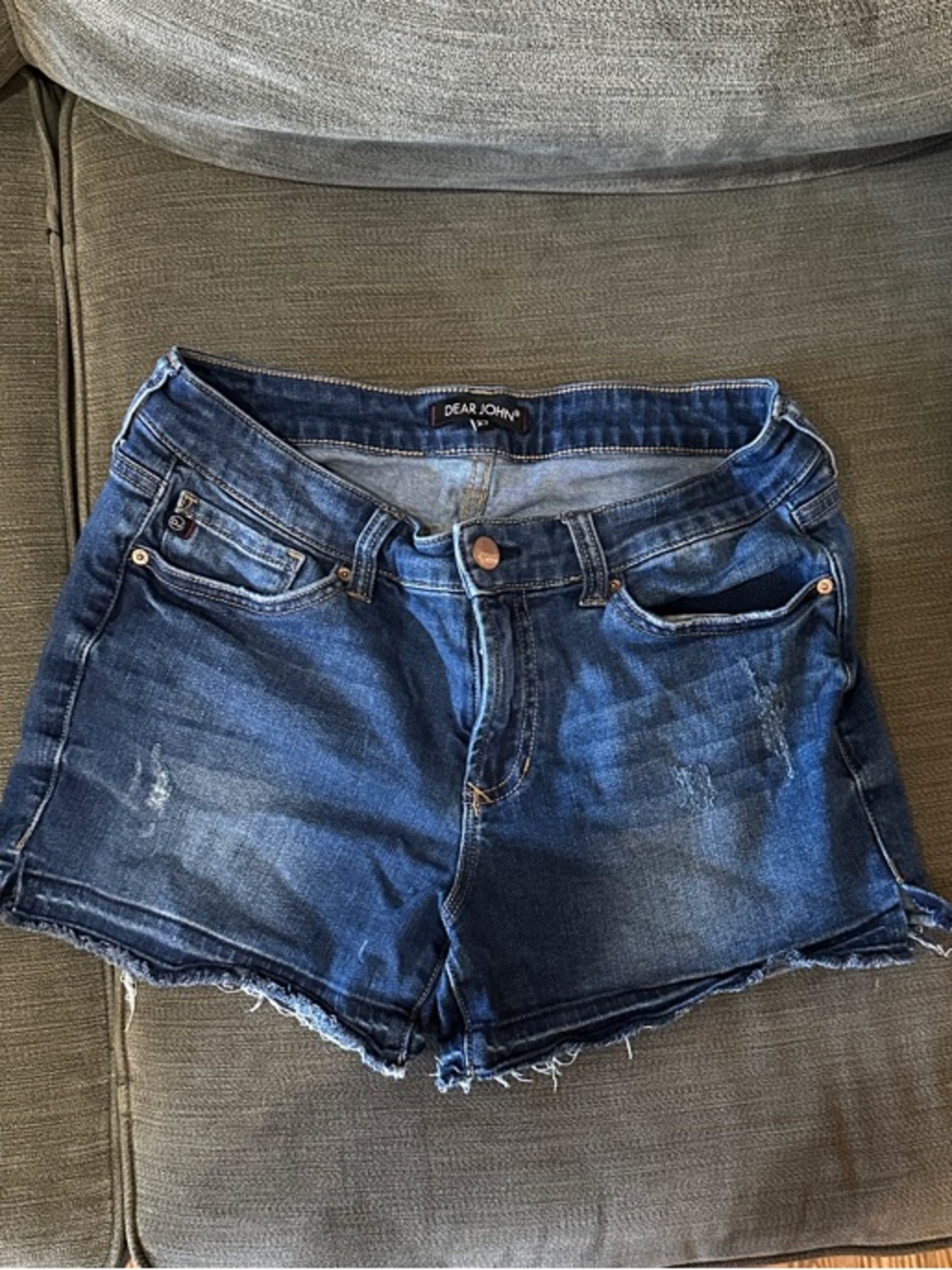 Dear John Dark Blue Distressed Denim Cutoff Shorts